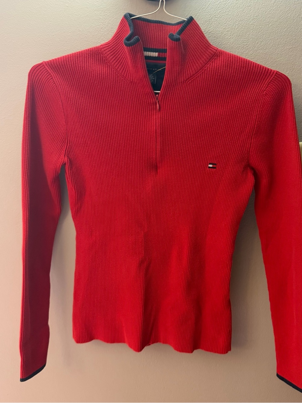 Vintage Y2K Tommy Hilfiger ribbed Turtleneck 1/4 Zip sweater